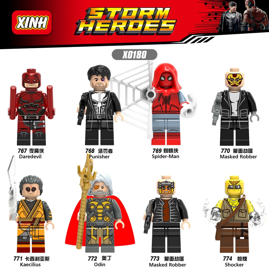 Mô Hình Lego X0180 XH767 Kẻ Trừng Phạt Marvel Avengers Endgame SpiderMan Daredevil Kingpin