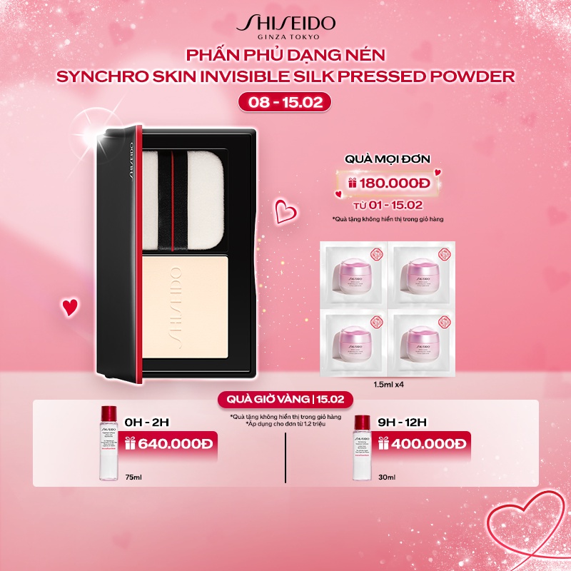 [Mã COSSD4 giảm 10% đơn 600K] Phấn phủ dạng nén Shiseido Synchro Skin Invisible Silk Pressed Powder 10g