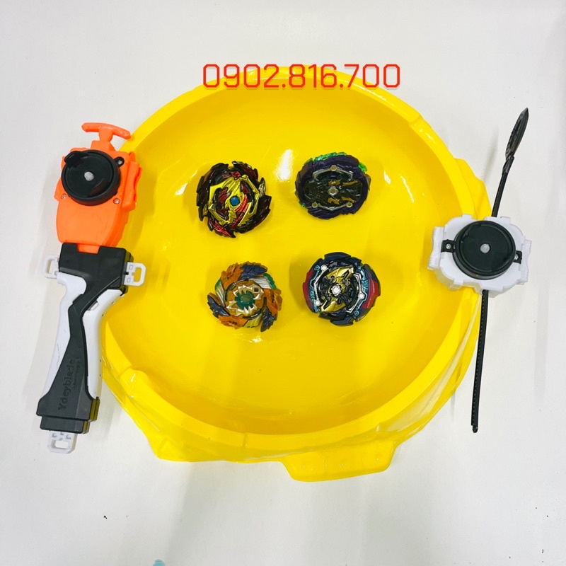 Bộ 4 Con Quay BEYBLADE vòng xoay thần tốc siêu mạnh Có Tay Cầm và Sàn Đấu Lớn 3653