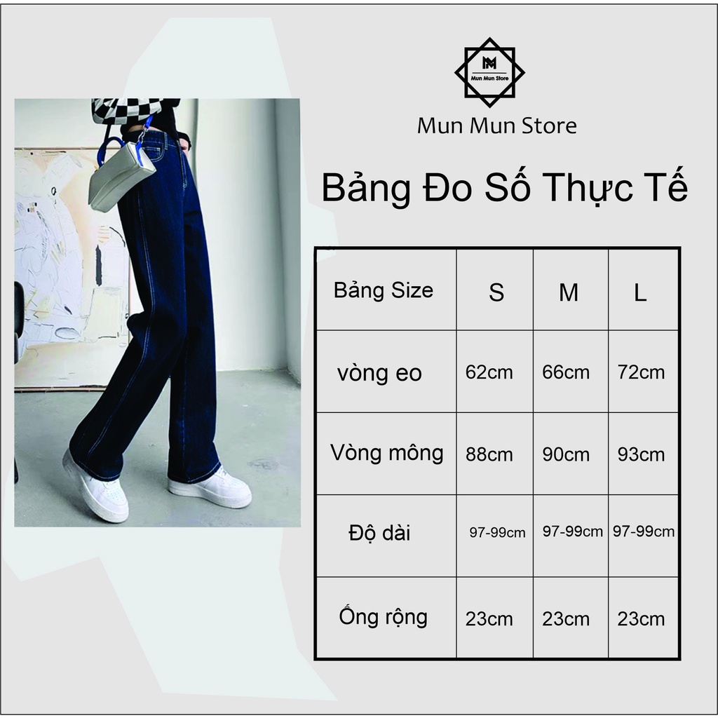 Quần Suông Nữ MunMunStore Quần Bò Chỉ Nổi Cá Tính Trẻ Trung, Ống Rộng Cạp Cao AK458
