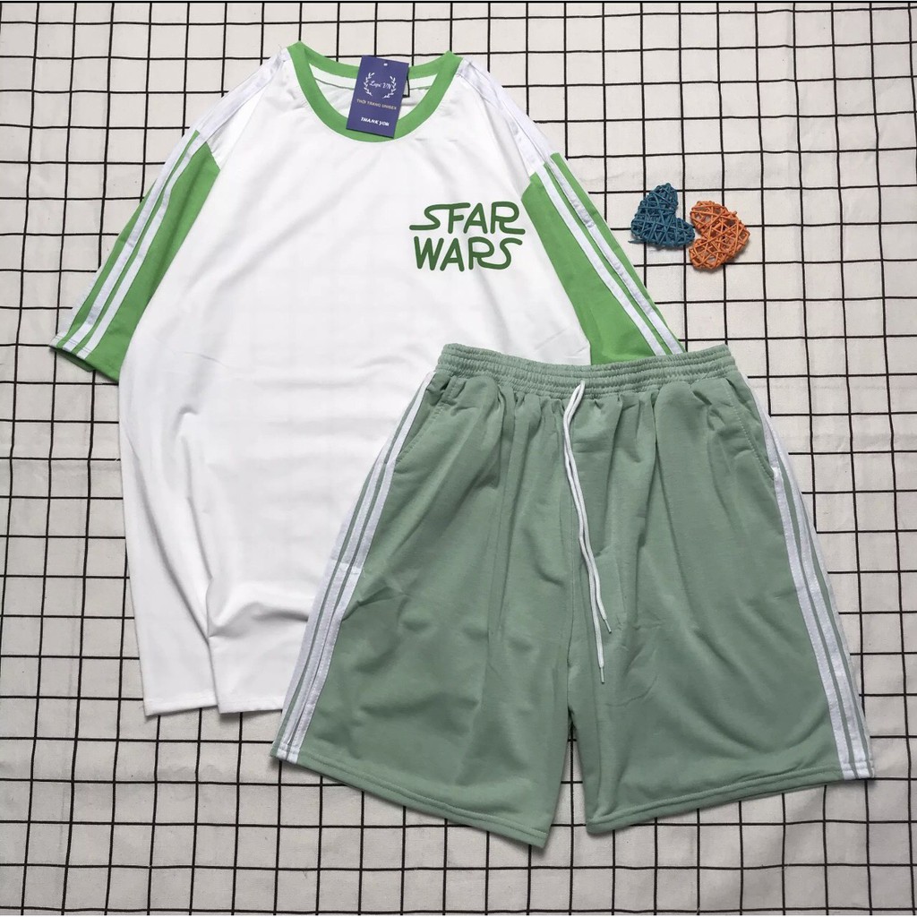 Đồ Bộ Coton Phong Cách Thể Thao Star Wars Cute , Forn Rộng Mặc Ở Nhà, Nam Nữ Đều Mặc Được TTSLB0029