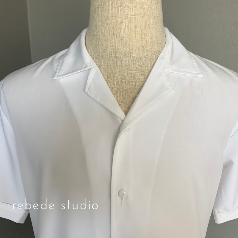 Áo sơ mi nam nữ tay ngắn, áo cổ vest unisex form rộng, vải sơ mi lụa đẹp co giãn - Rebede JBS02 | BigBuy360 - bigbuy360.vn