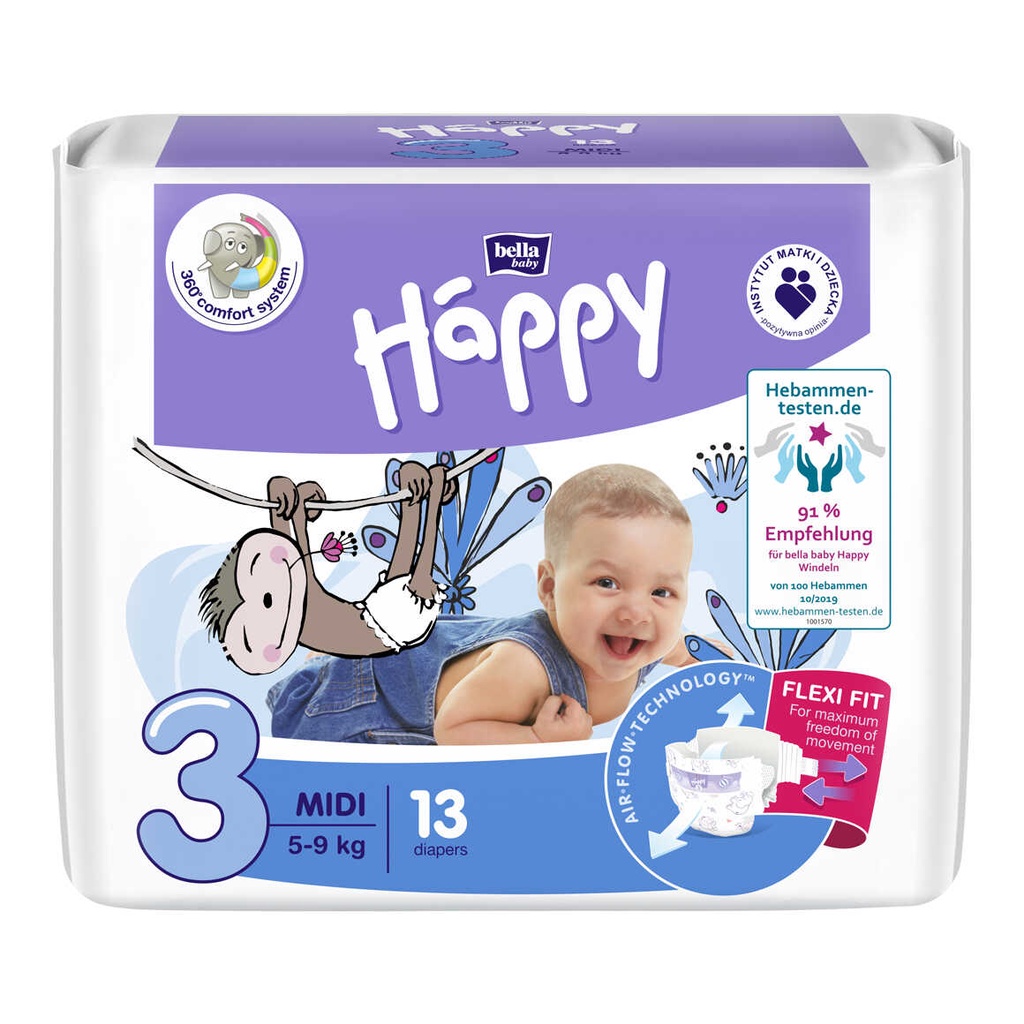 Bỉm dán BELLA HAPPY nhập khẩu Pháp 52 miếng cho bé 5-9kg thoáng mát, thấm hút, chống tràn