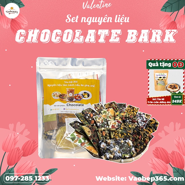 Set nguyên liệu Chocolate Bark, quà tặng cho ngày Valentine/ Noel 650gr - Vaobep365