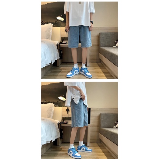 QUẦN SHORT JEANS ỐNG RỘNG UNISEX T-A-N Style hàn quốc-QSJ04-chất ngất màu xanh ảnh thật