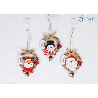 [NOEL-GIÁNG SINH-CÓ HỎA TỐC] Phụ kiện treo Noel Vòng gỗ thắt nơ treo chuông X-PKTCT-52