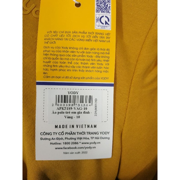 Áo polo trẻ em unisex Yody