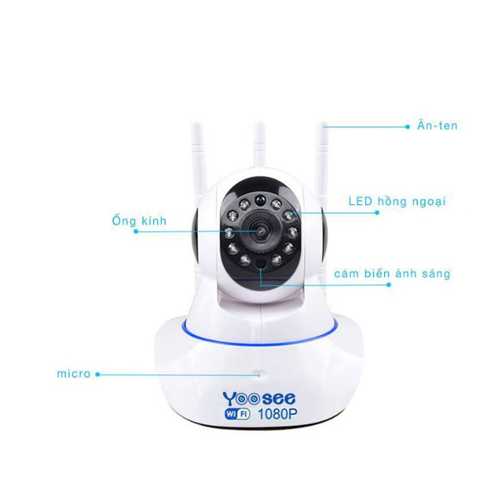 Camera wifi yoosee 3 râu , 2.0Mpx, 360° - cảm biến chuyển động , đàm thoại 2 chiều , bảo hành chính hãng | BigBuy360 - bigbuy360.vn
