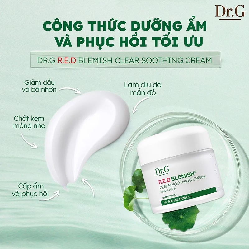 Kem Dưỡng Ẩm Làm Dịu Da, Phục Hồi Và Giảm Đỏ Da Dr.G R.E.D Blemish Clear Soothing Cream 70ml