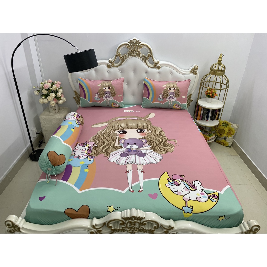Bộ Drap gối  thun Ý 5D Cao Cấp , mát lạnh, thấm hút tốt