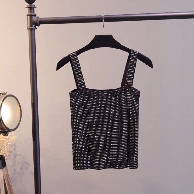 Áo len 2 dây đính đá cực nổi bật