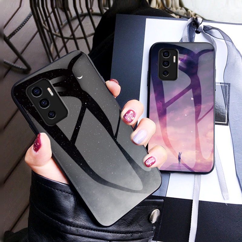 Vivo V23E Ốp lưng cứng mặt kính cường lực VivoV23E mặt kính cường lực cao cấp thiết kế Độc Quyền Ốp Lưng
