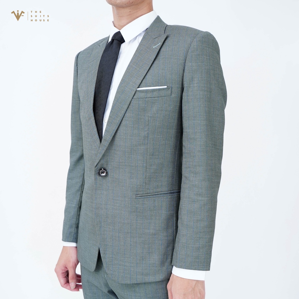 Bộ vest nam xanh rêu kẻ ô, suits sartorial chất WOOL The Suits House