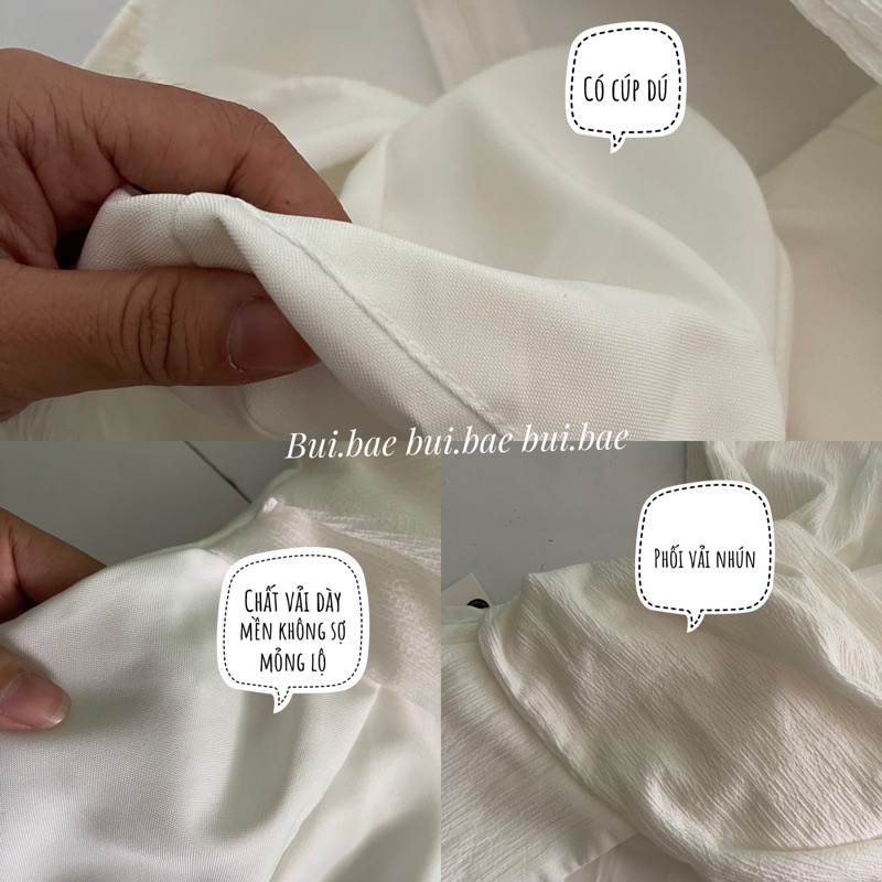 Set áo phối vai nhún hở vai kèm quần short