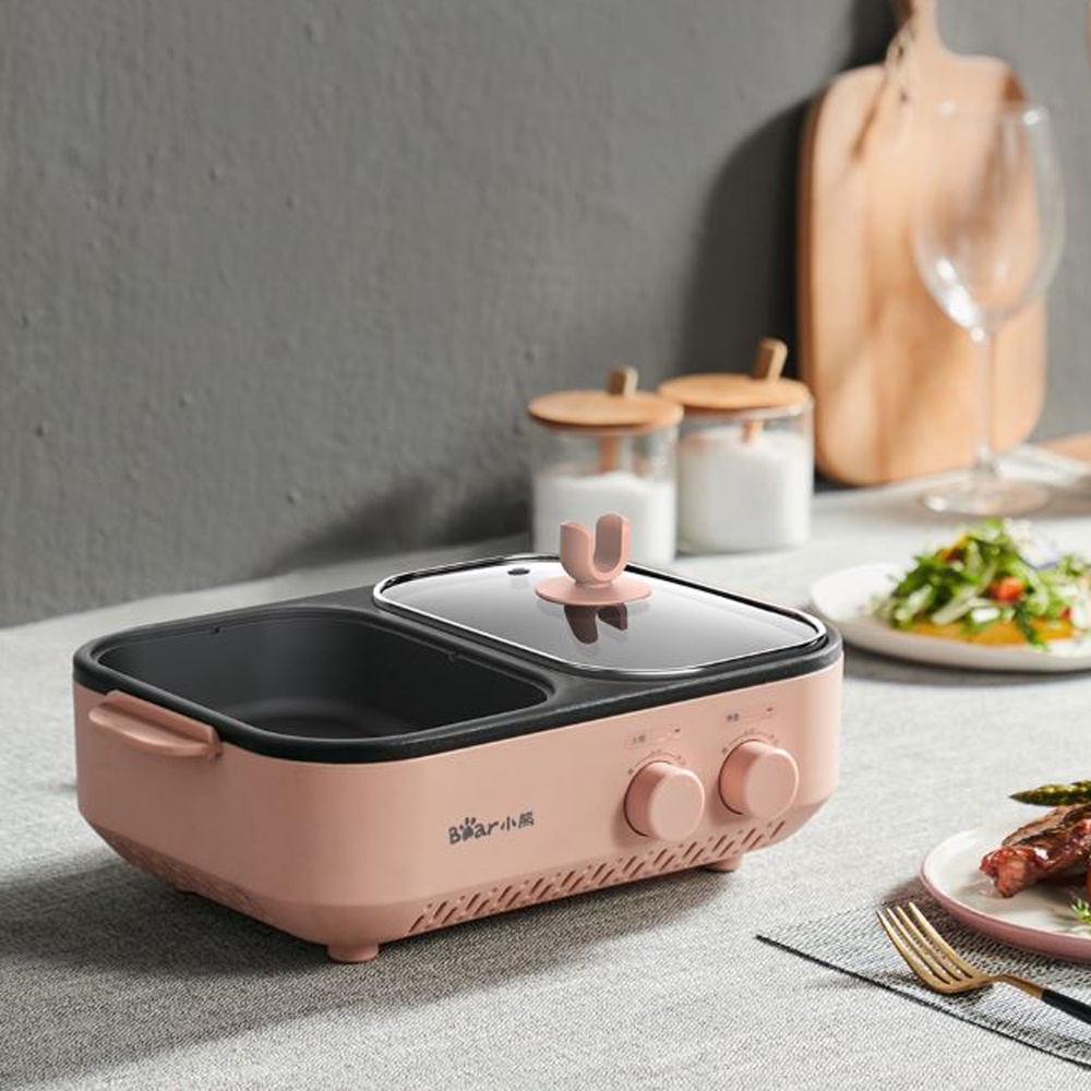 Nồi lẩu nướng Bear DKL-C12D1 - Bảo Hành Chính Hãng 1 Năm - Nồi Lẩu Nướng 2 in 1, Lẩu Đa Năng