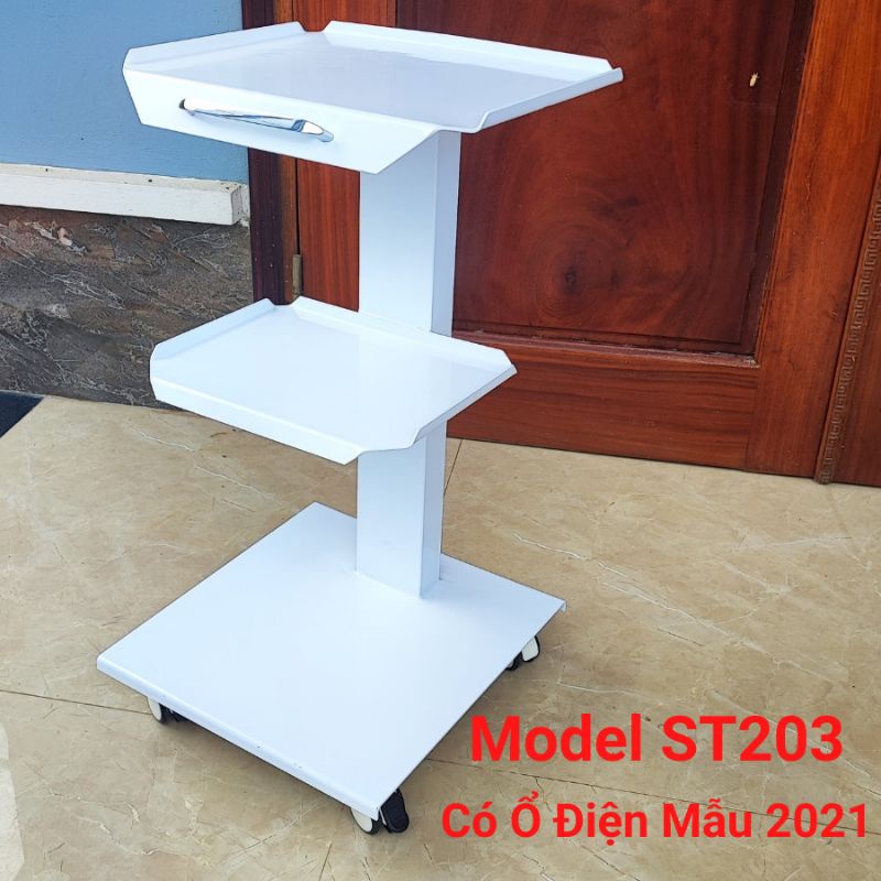 Xe đẩy nha khoa ba tầng có lỗ điện - bảo hành 1 đổi 1