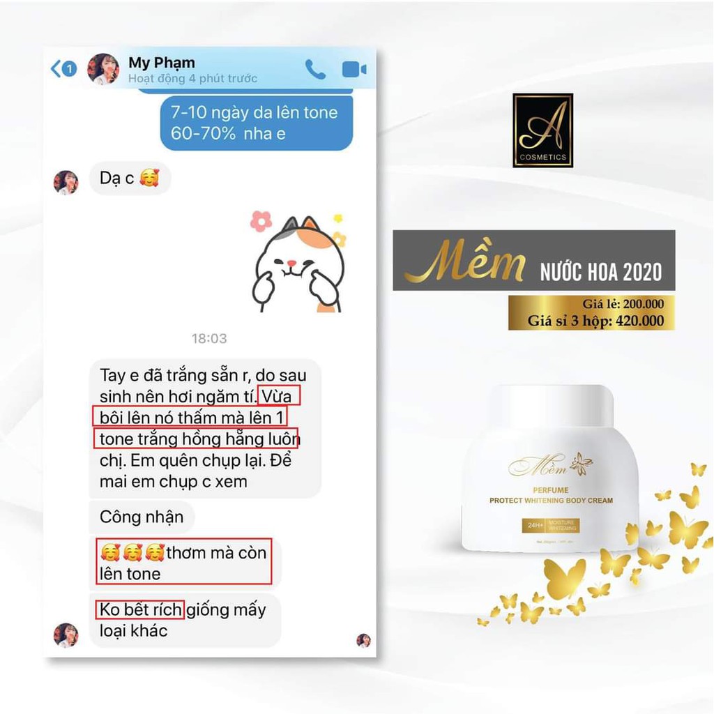 (Chuyên sỉ) Kem Body Mềm Nước Hoa 2020 Acosmetics💥 Chính Hãng 100%💥Kem Dưỡng Trắng Da Toàn Thân Cao Cấp 💥 250gram | BigBuy360 - bigbuy360.vn