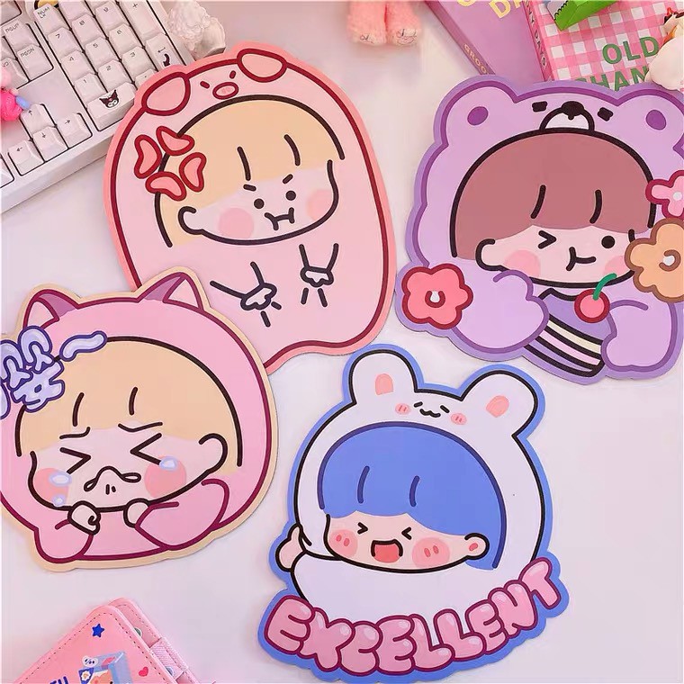 Tấm lót chuột, Bàn di chuột, Mousepad, Công chúa dễ thương cute phô mai que (20x20x0.3cm)