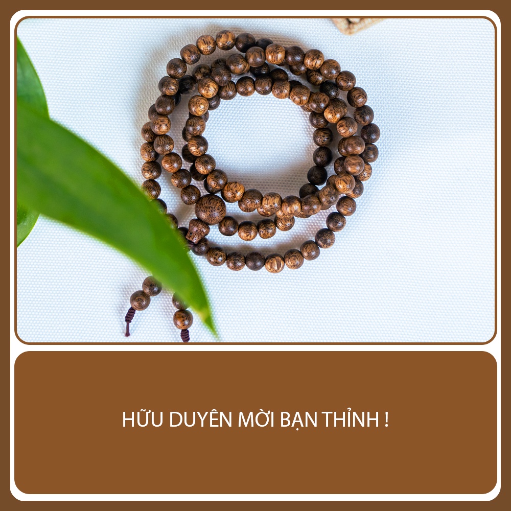 Vòng tay trầm hương chuỗi tràng 108 hạt trầm tốc tặng kèm hộp gấm, size 6 li - Mani Decor