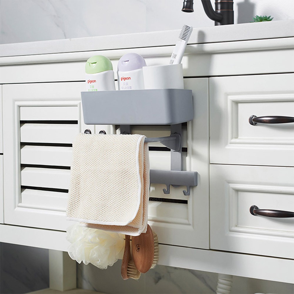 Khay Để Đồ J9 Trước Cửa Tủ Bếp Kiêm Móc Treo Khăn, Treo Đồ