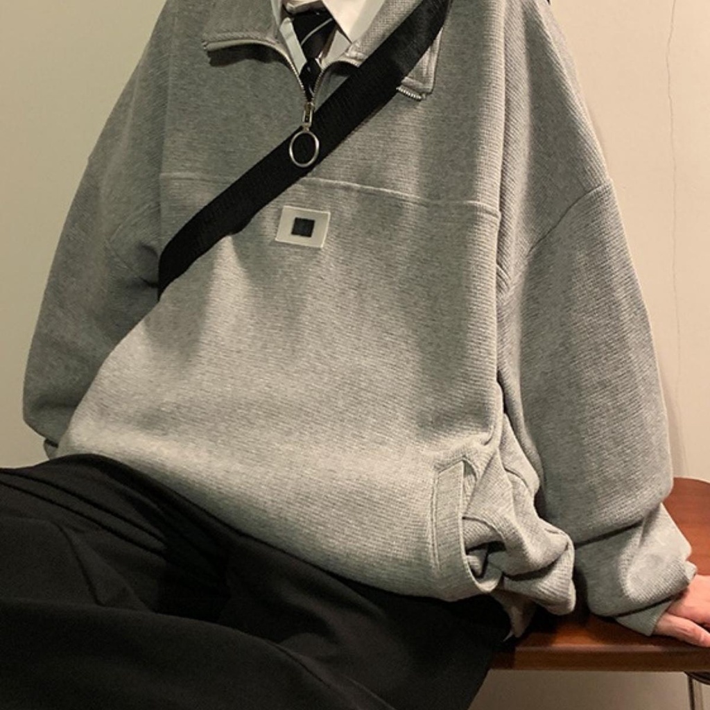 Áo Sweater Polo Unisex Nam Nữ Form Rộng Khóa Khuyên Cá Tính VIETSTAR