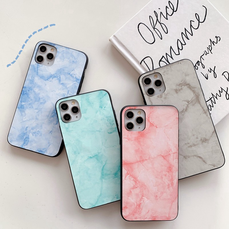 Ốp điện thoại TPU + PC họa tiết đá hoa cương màu xanh lá/dương/hồng cho iPhone 12 11 Pro Max SE 2020 X XS 6 6S 7 8 Plus