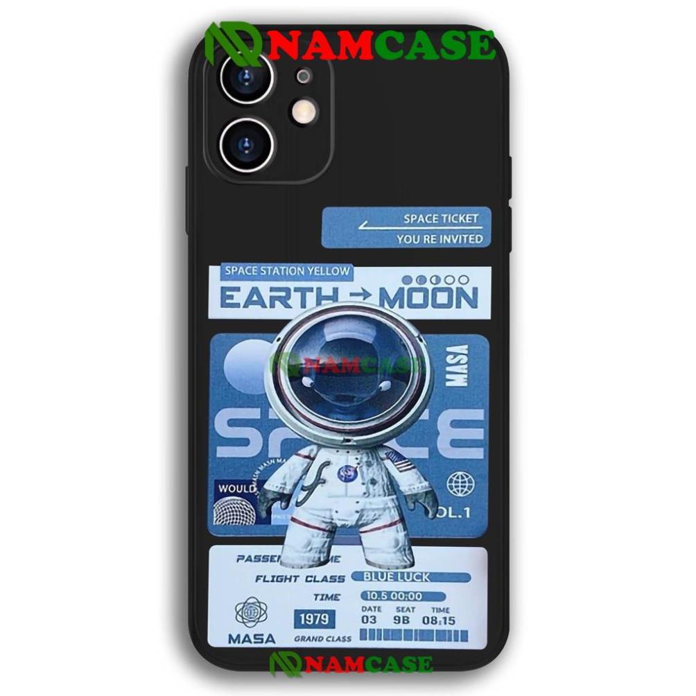 Ốp lưng iPhone Phi hành gia Cute cạnh viền vuông silicon mềm dẻo cho iphone 6/6s/7/8/X/XS/11/12/13 Pro Plus Max