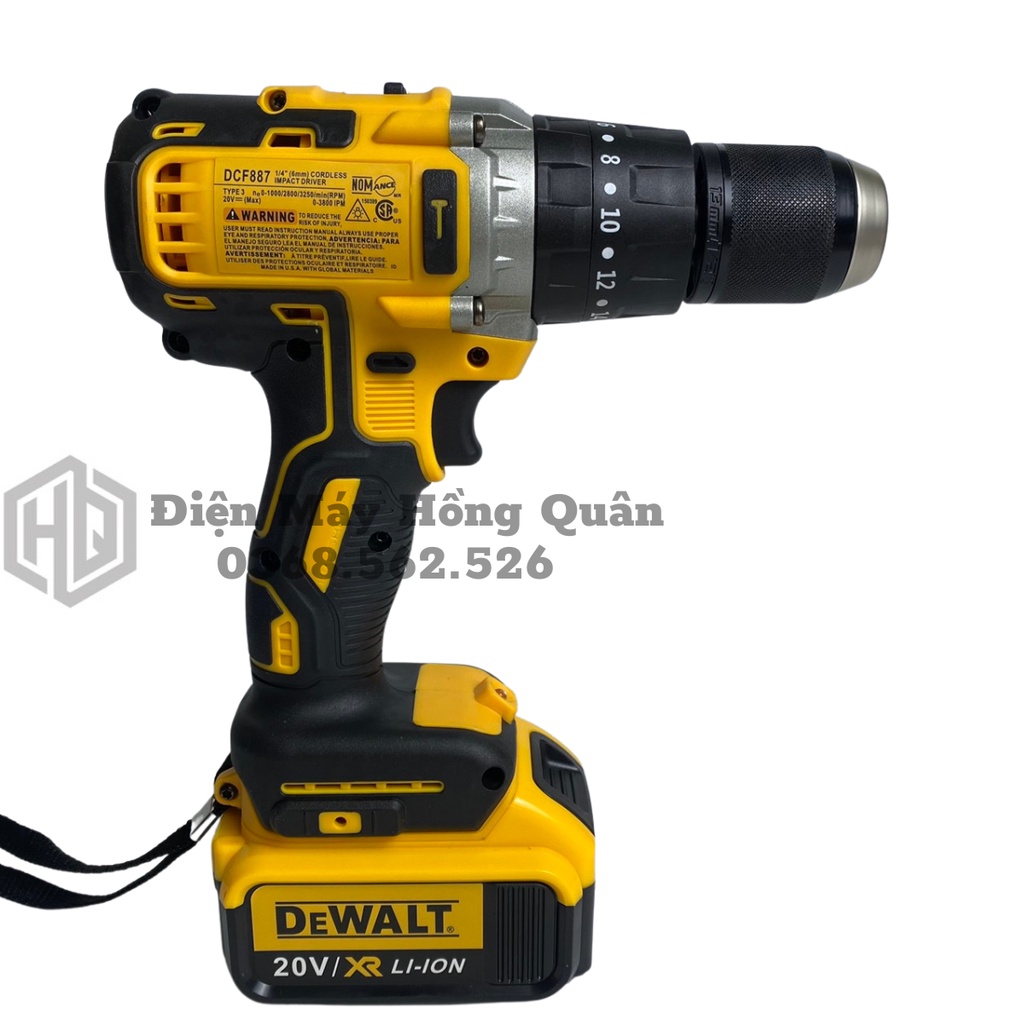 Máy khoan pin , máy bắn vít DEWALT 20v động cơ không chổi than 100% lõi đồng, 3 chức năng autolook 13mm