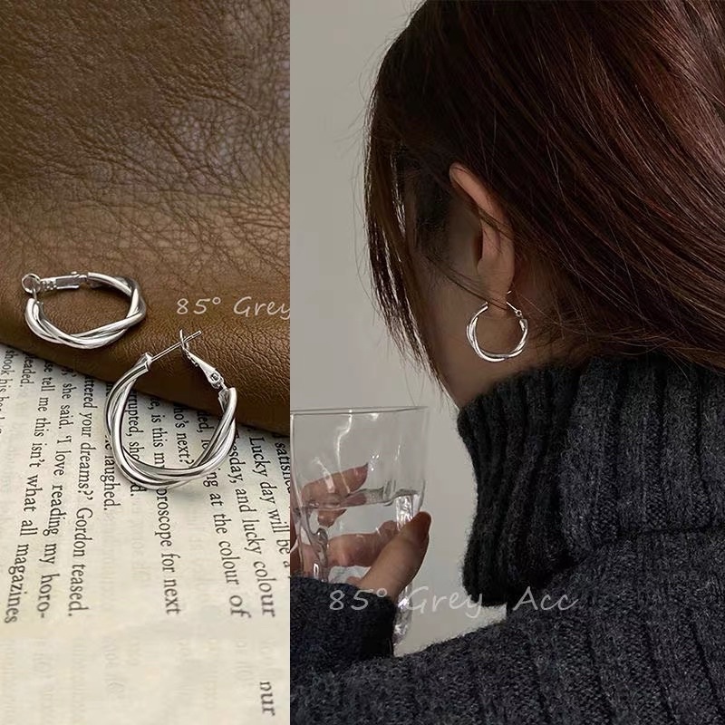 Khuyên Tai Tròn Xoắn Phong Cách Hàn Quốc, Hoa Tai Hợp Kim Mạ Vàng 925 Không Gỉ  Bonnies Accessories