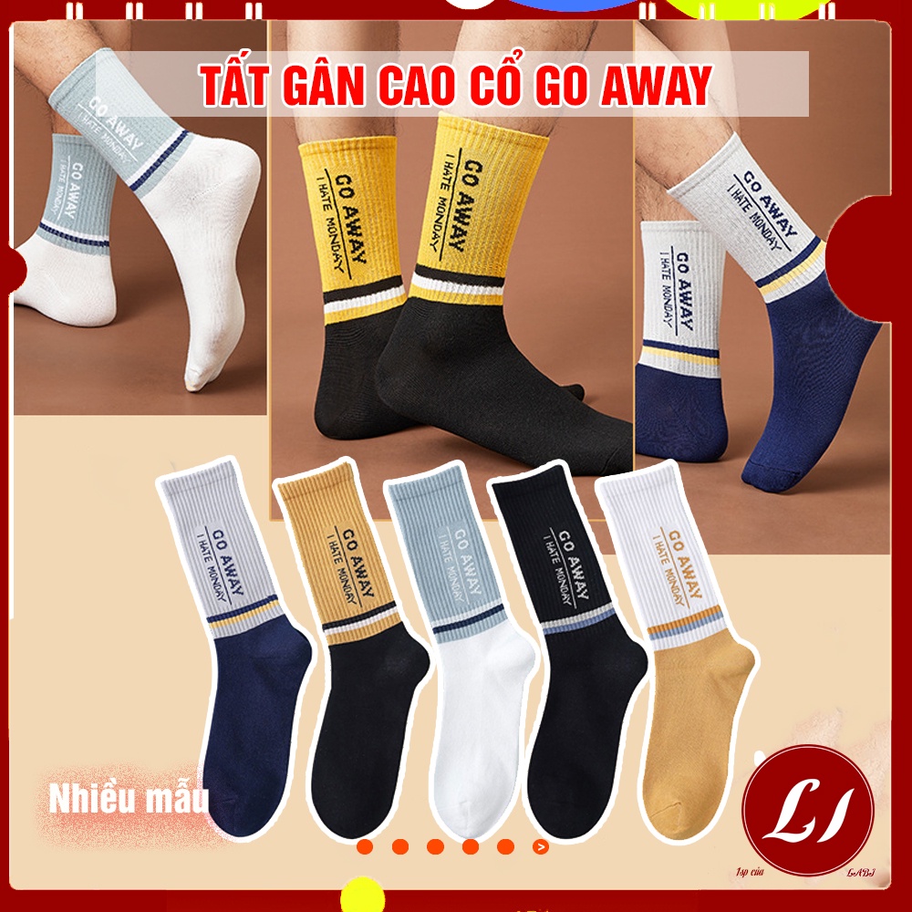Set 5 đôi Tất gân cao cổ GO AWAY phong cách Vintage người lớn