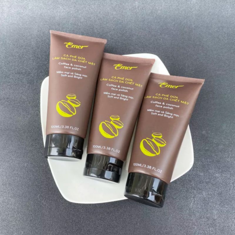 Tẩy da chết mặt cà phê dừa làm sạch tế bào chết Emer 100ml