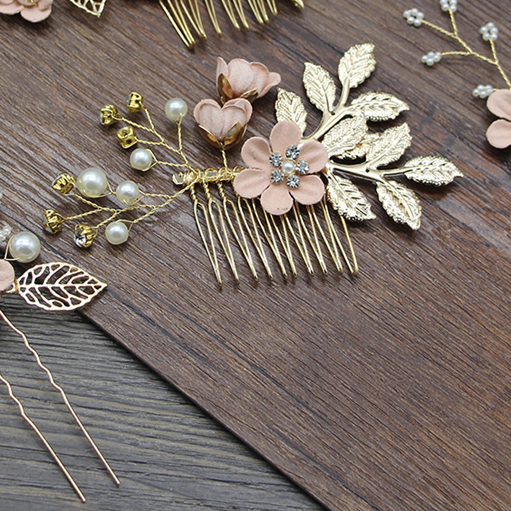 Lược cài tóc hình chữ U đính ngọc trai giả thanh lịch cho cô dâu