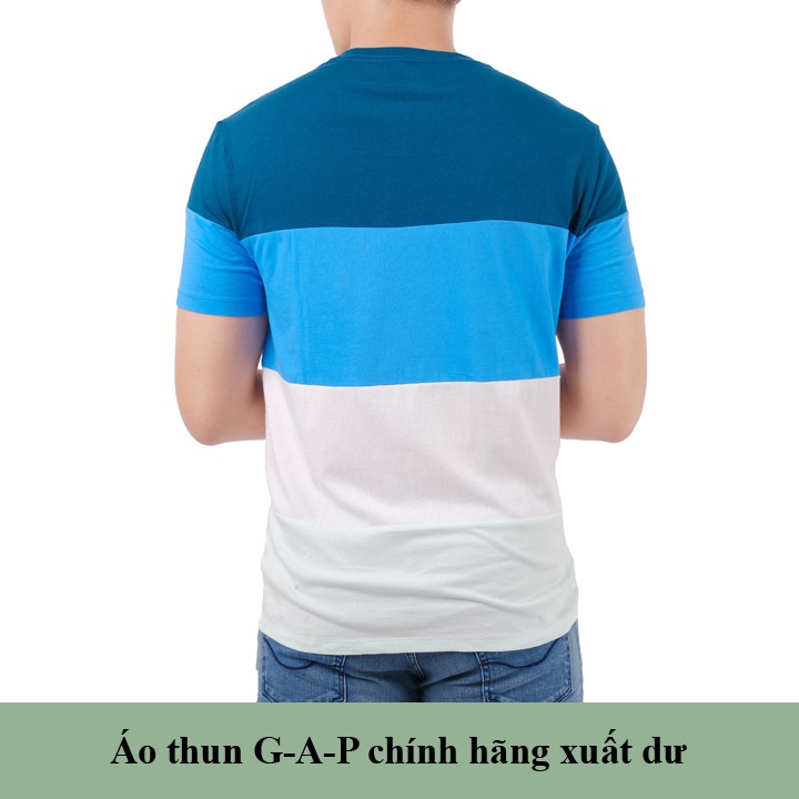 ÁO THUN NAM GAP CỔ TRÒN - XANH TRẮNG