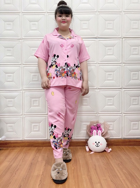 Bộ pijama big size quần dài tay ngắn size lớn 75-85kg nhiều màu1