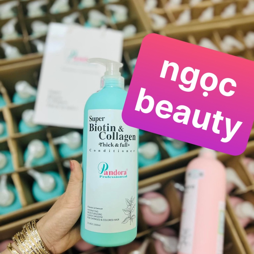 Cặp Dầu Gội Xả Super Biotin Collagen Thick Full Pandora Siêu Phục Hồi Mềm Mượt Hương Nước Hoa 1000ml