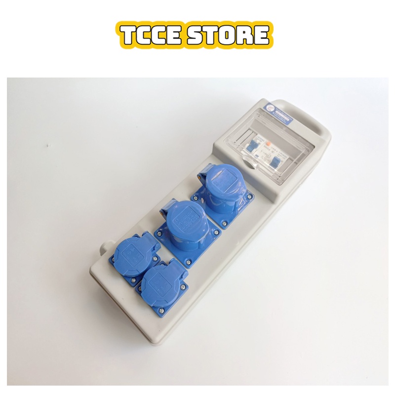 Hộp nguồn công nghiệp thi công chống nước 1 pha thiết kế 2 ổ cắm đa năng, 2 ổ cắm công nghiệp 1 pha