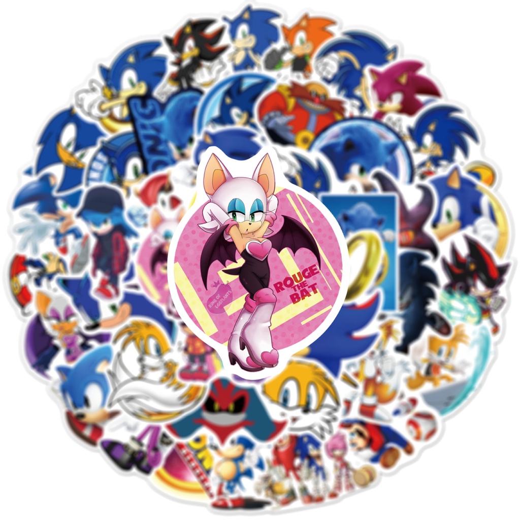 ❉ Miếng Dán Hình Sonic The Hedgehog Series 05 ❉ Bộ 50 Miếng Dán Thời Trang In Chữ Sonikku za Hejjihoggu DIY
