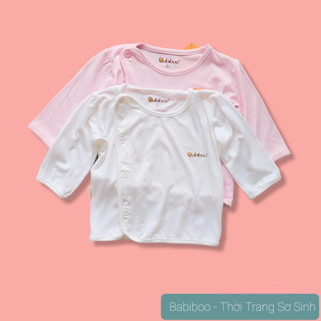 Áo sơ sinh tay dài cài lệch Babiboo vải visco siêu mềm mại BTK27