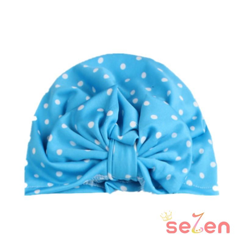 Mũ trùm đầu phối nơ họa tiết chấm bi cho bé trai và bé gái