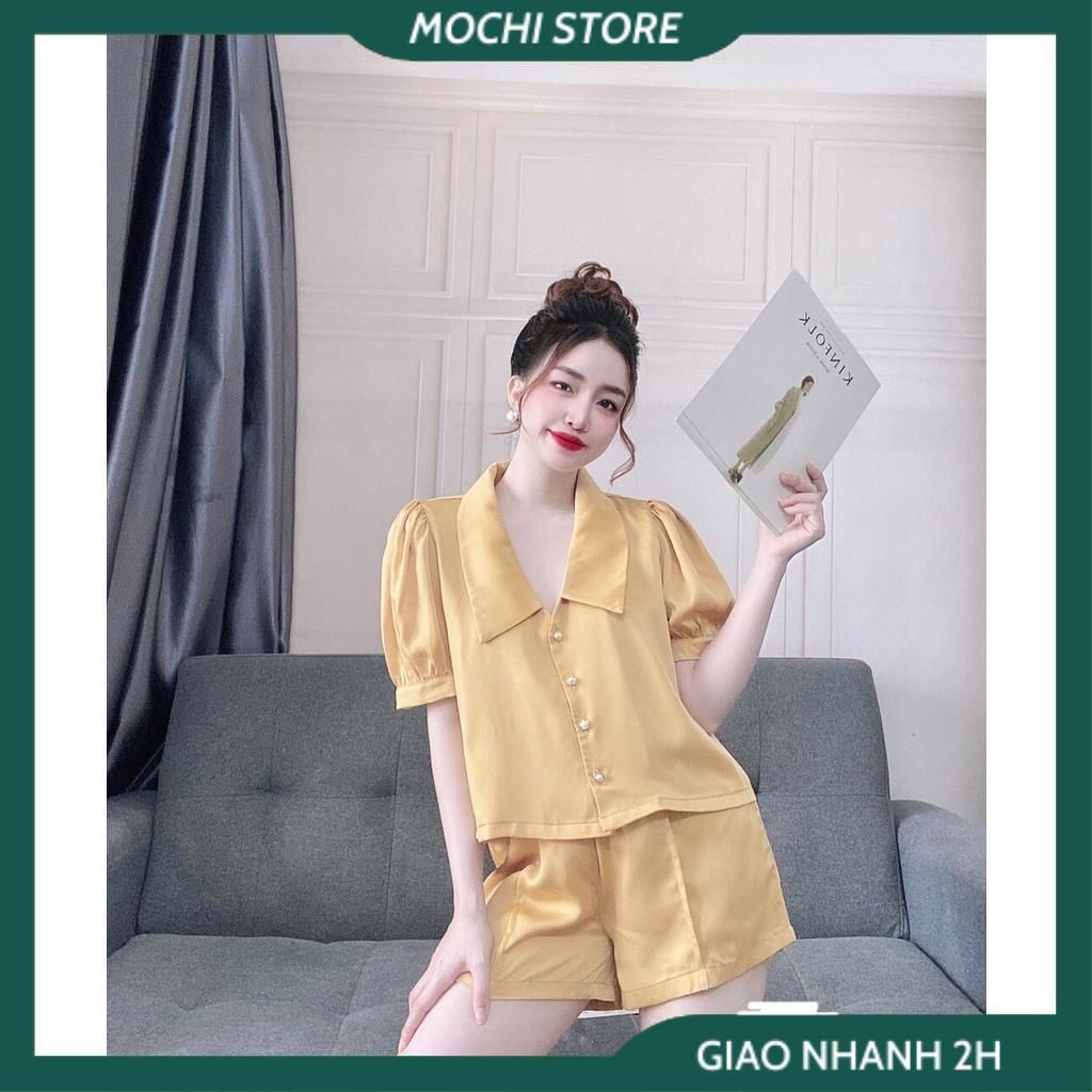 Đồ Bộ Nữ, Đồ Mặc Nhà, Set Bộ Áo Tay Ngắn Cổ Sen Quần Sọc Chất Lụa Satin Màu Sắc Tươi Trẻ Thời Trang Trẻ Trung Cho Bạn Nữ | BigBuy360 - bigbuy360.vn