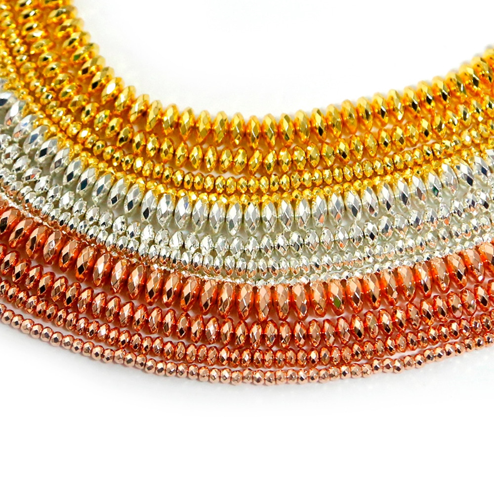 Chuỗi hạt đá hematite tự nhiên màu đen size 3mm 4mm 6mm 8mm làm trang sức diy