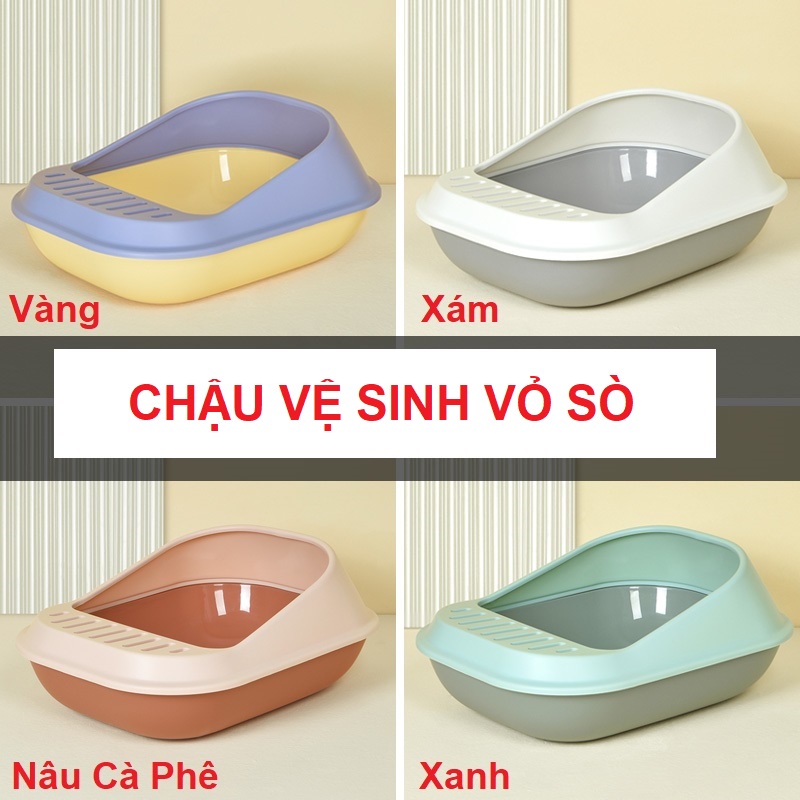 Chậu Nhà vệ sinh cho mèo PakeWay kèm xẻng, 2 loại kín và có nắp, nhiều size lớn nhỏ