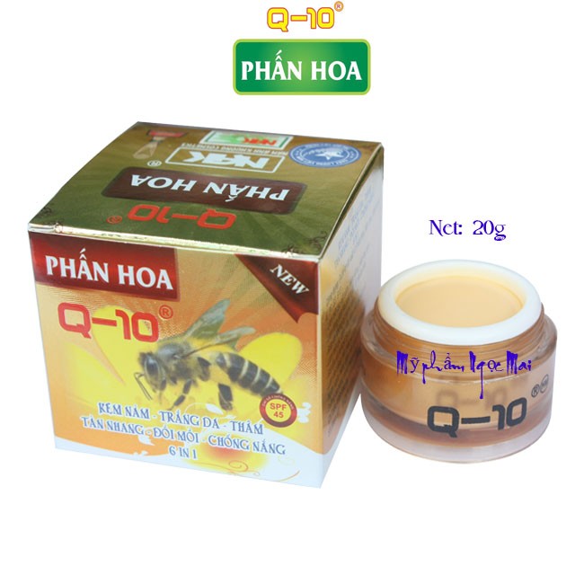 Kem Nám - Trắng Da - Thâm - Tàn Nhang - Đồi Mồi - Chống Nắng 6 in 1 Q-10 Phấn Hoa (20g)