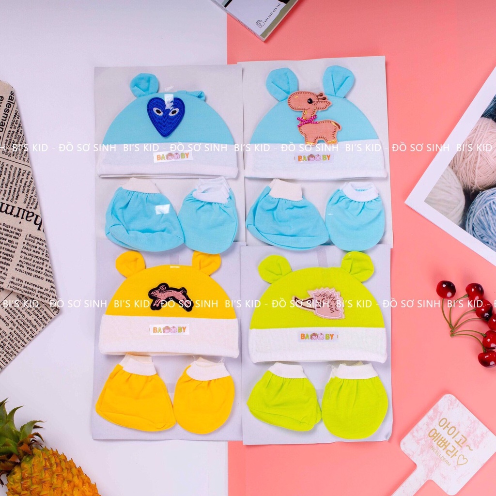 🌟 Combo cho bé sơ sinh - mũ kèm bao tay chân cho bé sơ sinh, chất liệu cotton thấm hút mồ hôi