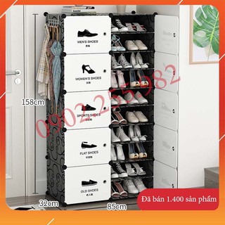[HOT] TỦ GIÀY 20 Ô (chia ô) ĐEN - TRẮNG CỬA GIẦY DÉP TẶNG MÓC CÀI  TREO Ô  20K
