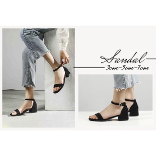 Giày sandal 3 phân bít hậu mũi tròn phối dây mảnh