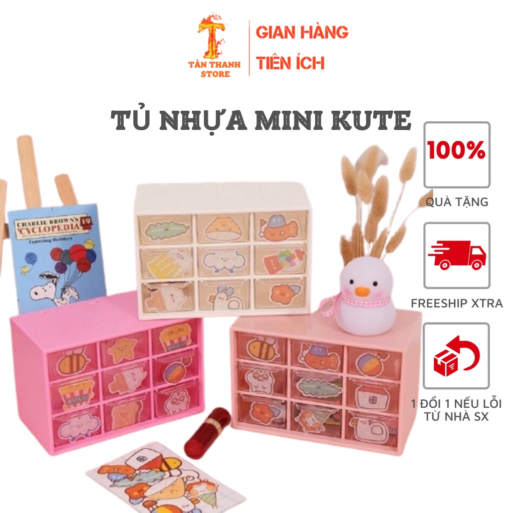 Tủ mini 9 ngăn để bàn FREESHIP Tủ đựng sticker - Hộp nhựa đa năng 9 ngăn đựng đồ siêu xinh