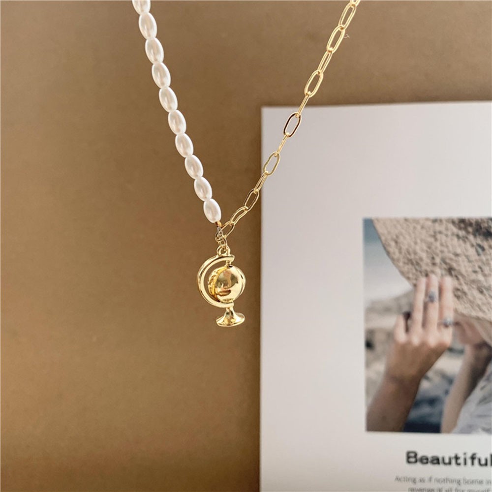 Vòng Cổ Choker Mặt Tròn Đính Hạt Ngọc Trai Phong Cách Hàn Quốc