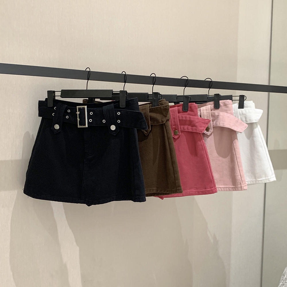 Quần Short Denim Giả Váy Chữ A Lưng Cao Phong Cách Mới 50036