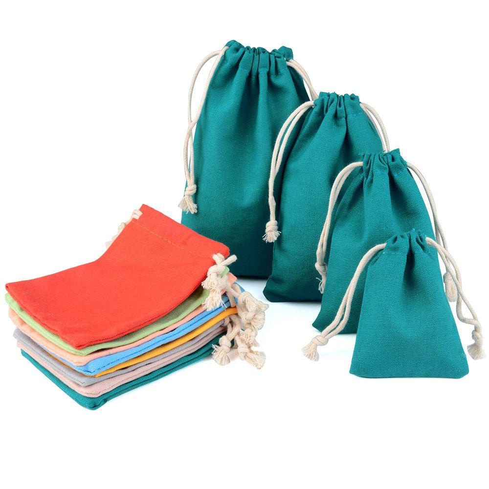 Bộ 10 Túi Dây Rút Bằng Cotton Tự Nhiên Dùng Đựng Đồ Trang Điểm Tiện Dụng